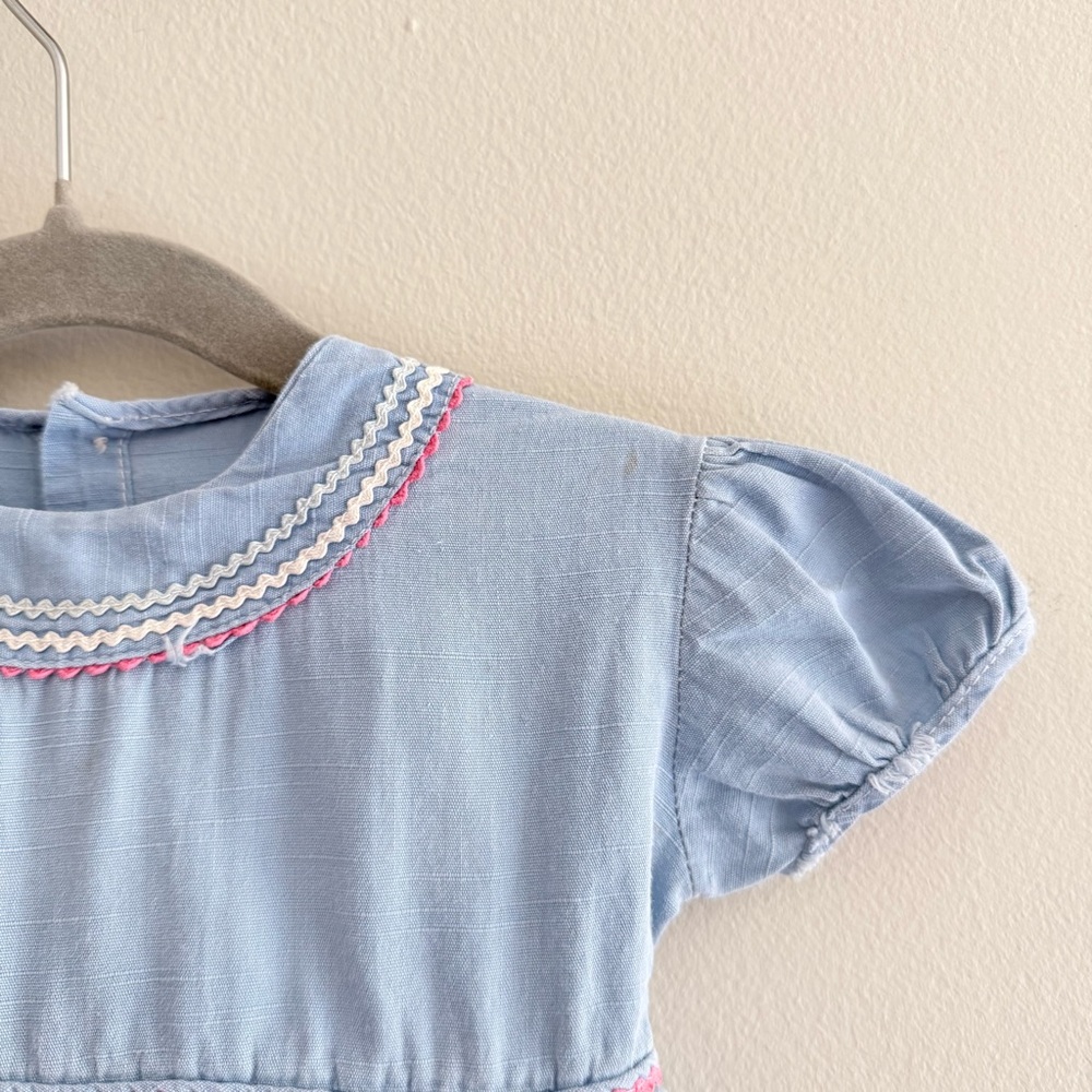 Vintage Blue Baby Summer Dress 12m - Picture 3 of 8